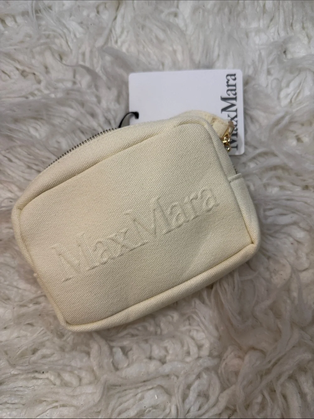 NWT Max Mara Cream Wristlet Cosmetics Bag